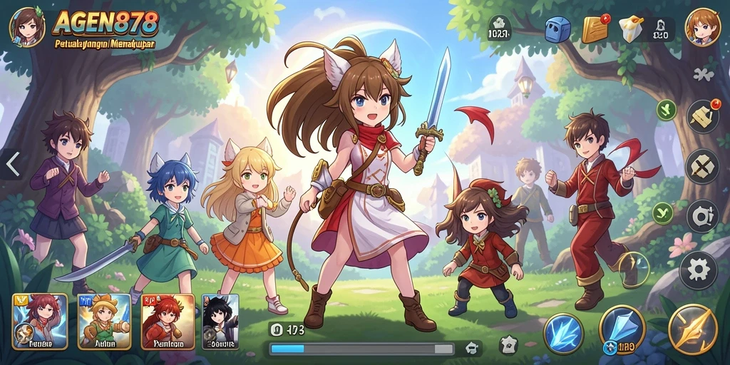 Tampilan gameplay AGEN878 yang menampilkan pertempuran seru dan karakter anime.