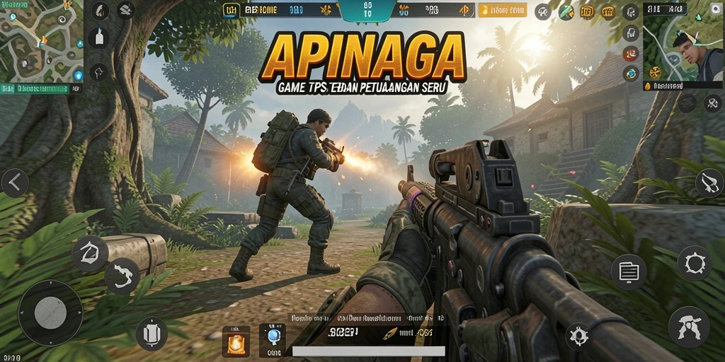 Screenshot gameplay APINAGA menampilkan aksi seru dalam mode TPS.