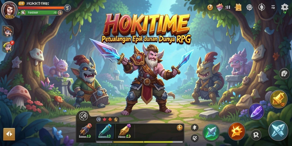 Tampilan gameplay HOKITIME yang penuh aksi dan petualangan.
