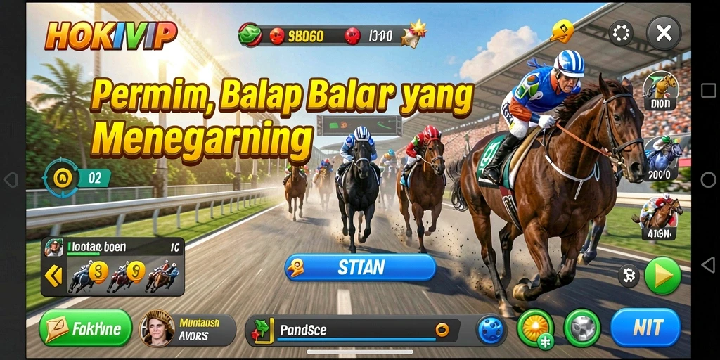 Tampilan gameplay balapan HOKIVIP yang mendebarkan dan menantang.