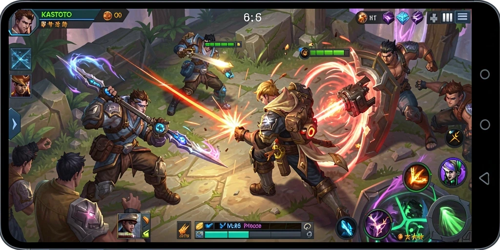 Gameplay seru KASTOTO dalam pertandingan MOBA yang menegangkan.