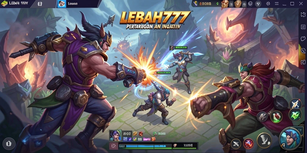 Screenshot gameplay LEBAH777 menampilkan aksi seru di arena MOBA.