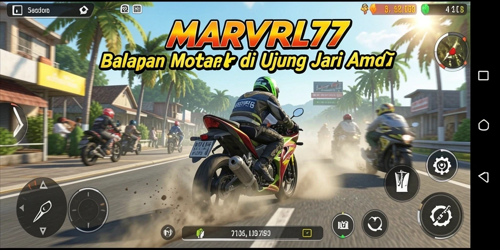 Gameplay seru balapan motor yang mendebarkan di MARVRL77.