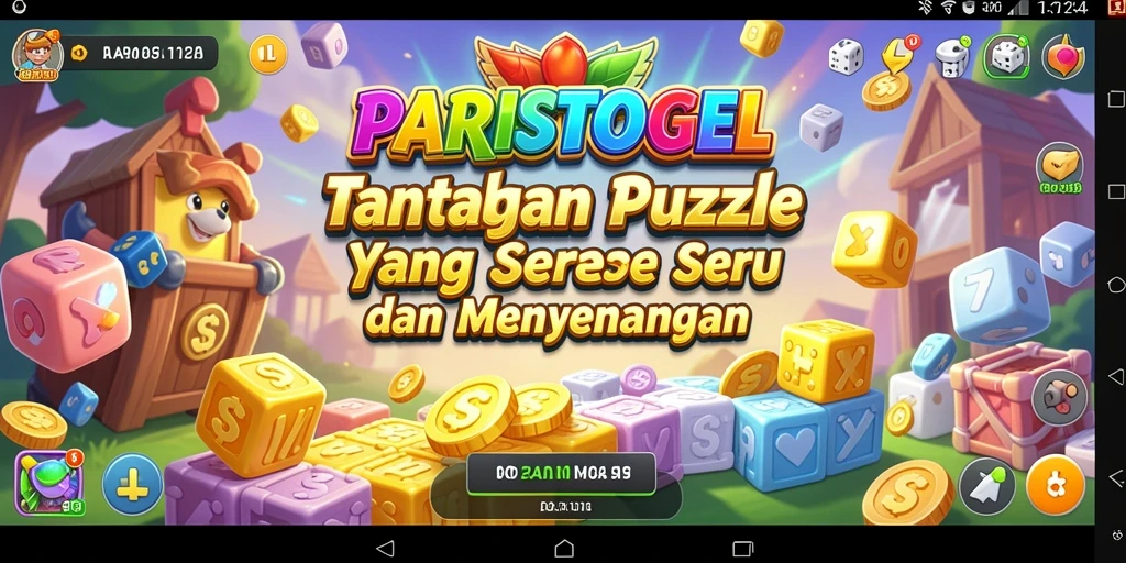 Screenshot utama gameplay Puzzle PARISTOGEL yang menampilkan tantangan seru.
