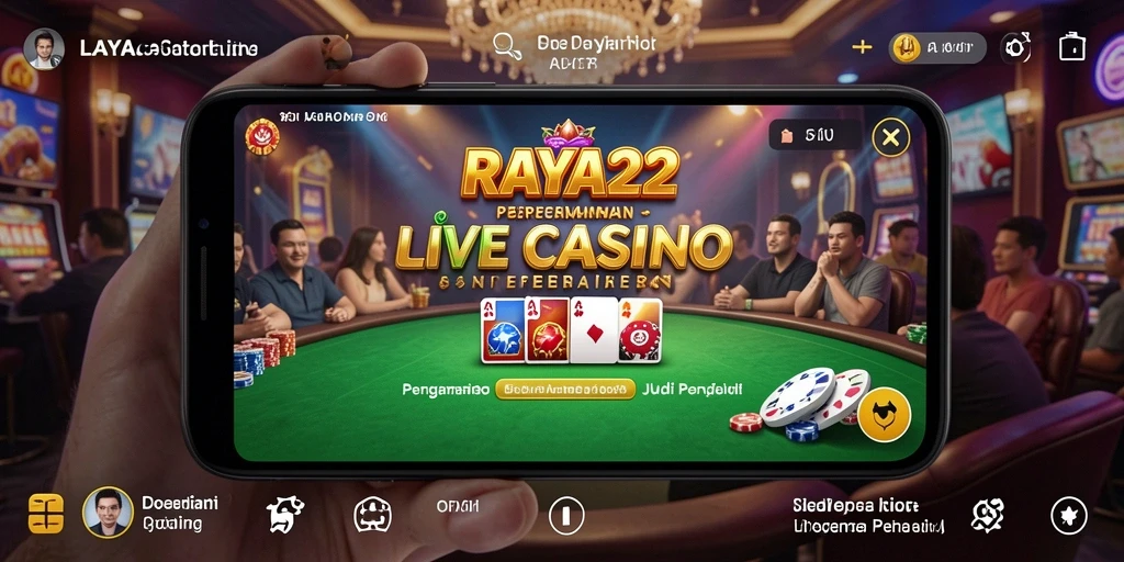 Screenshot gameplay RAYA22 yang memperlihatkan dealer langsung dan suasana kasino.