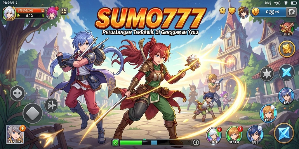 Screenshot utama SUMO777 menampilkan karakter Anime dalam pertempuran seru.