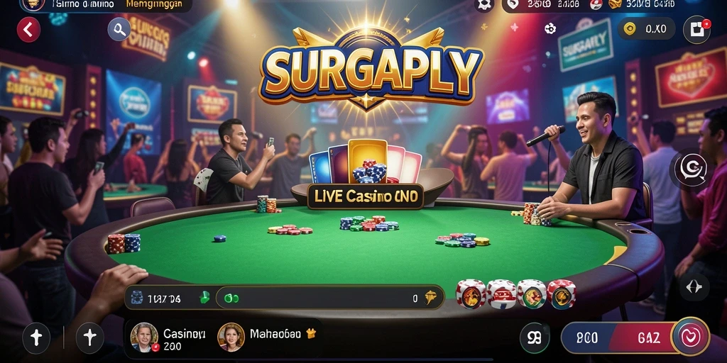 Tampilan seru dari gameplay Live Casino di SURGAPLY.